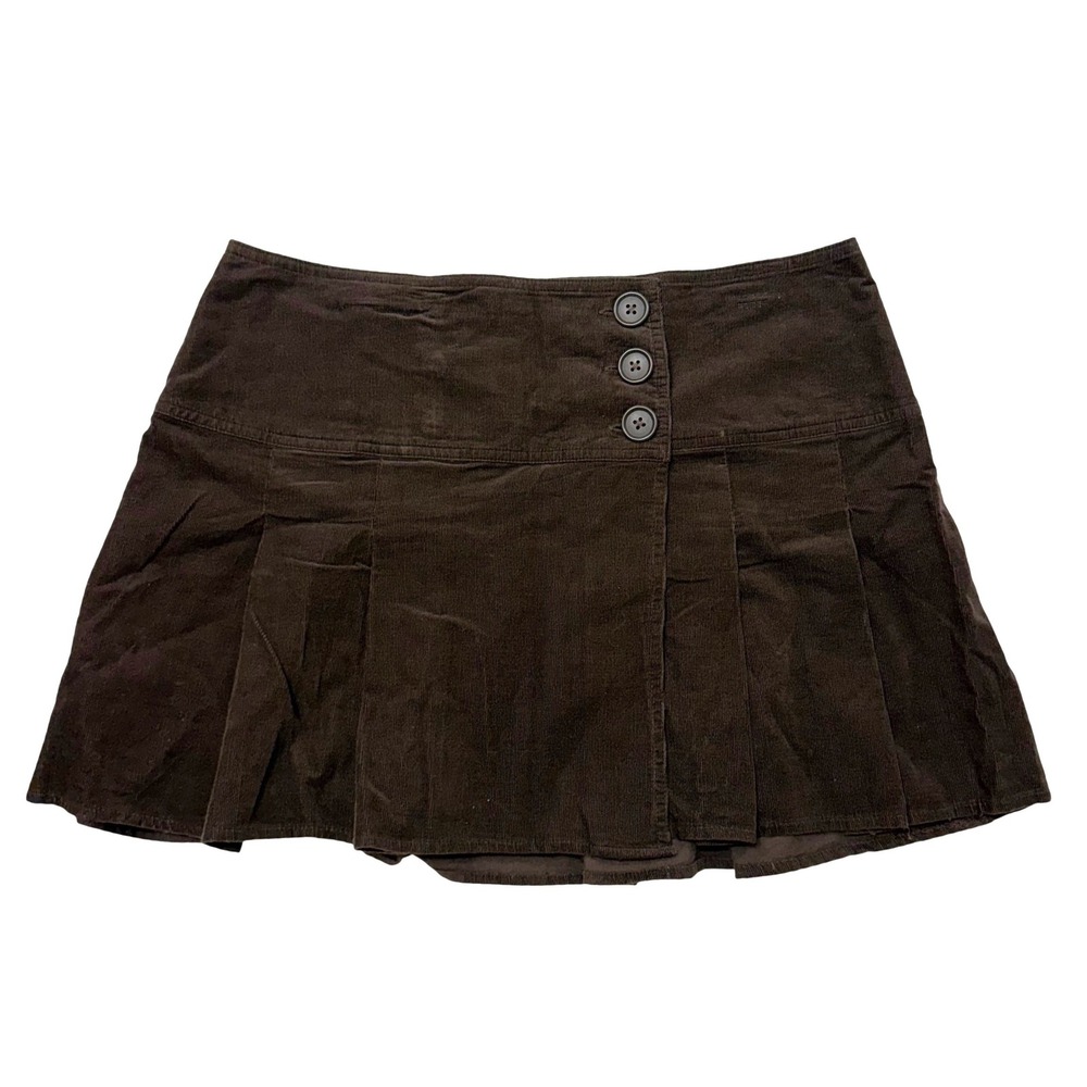 NWT Old Navy 8 Corduroy Pleated Mini Skirt Brown Low Waist Cottage Academia Y2K